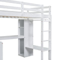 Twin Size Loft Bed With L Shaped Desk, Wardrobe And Storage Shelves, White Box Spring Not Required Twin White Wood Bedroom Solid Wood Mdf