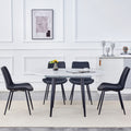 Table And Chair Set.Modern Extendable Mdf Dining Table.The Table Has A Telescopic Design, Suitable For Gatherings Of Different Size.Paired With 4 Chairs With Pu Cushions And Black Metal Legs. Black,White Seats 4 Mdf Metal