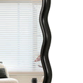 Solid Wood Wavy Rectangle Mirror Black 40