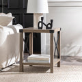 Rustic Industrial Metal X 2 Tier Side Table Grey Wash Gray Wash Mdf