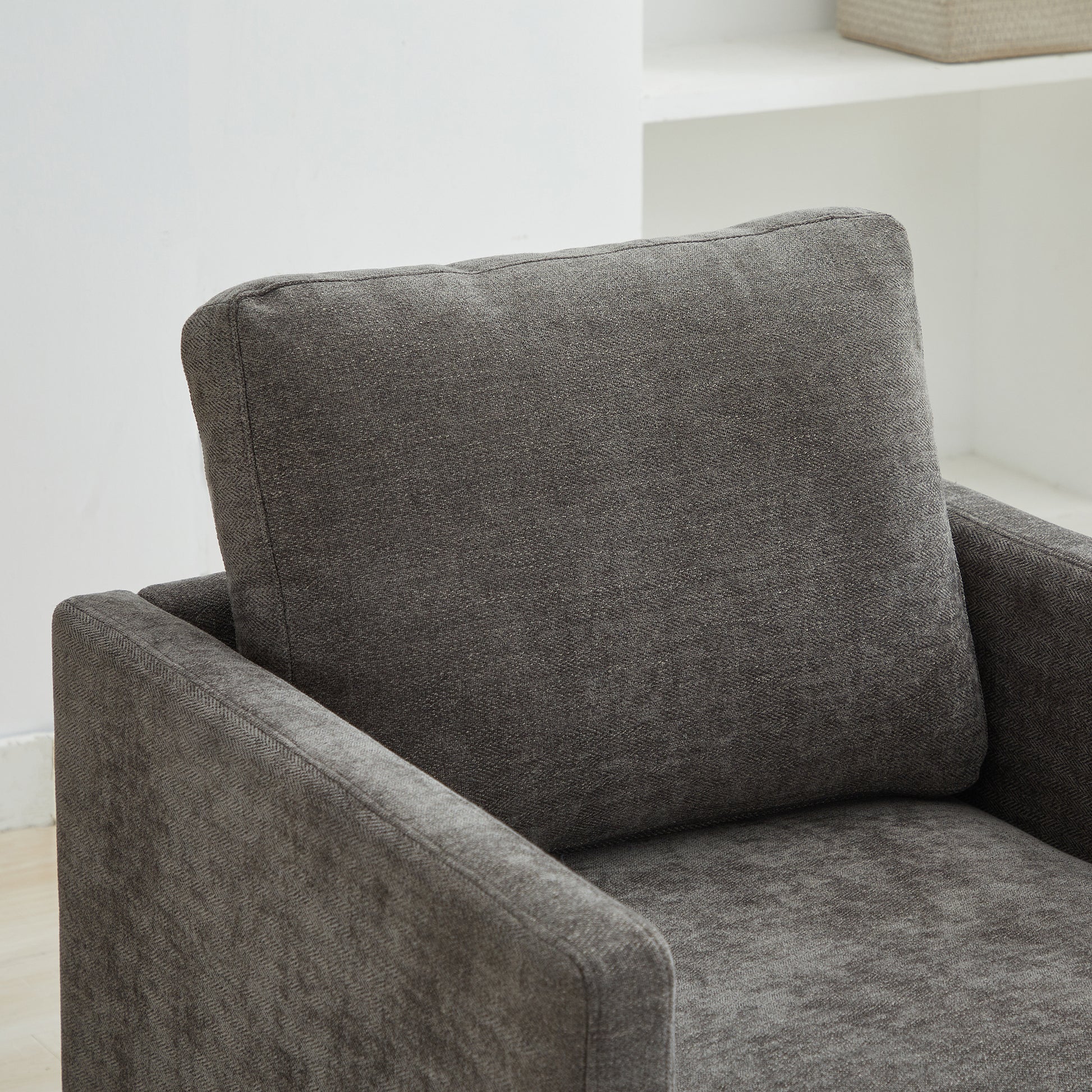 30.7"W Square Upholstered Swivel Accent Chair And Comfy Accent Single Sofa Chair, 360 Degree Club Chair, Lounge Armchair For Living Room Bedroom Apartment Nursery. Charcoal Charcoal Chenille