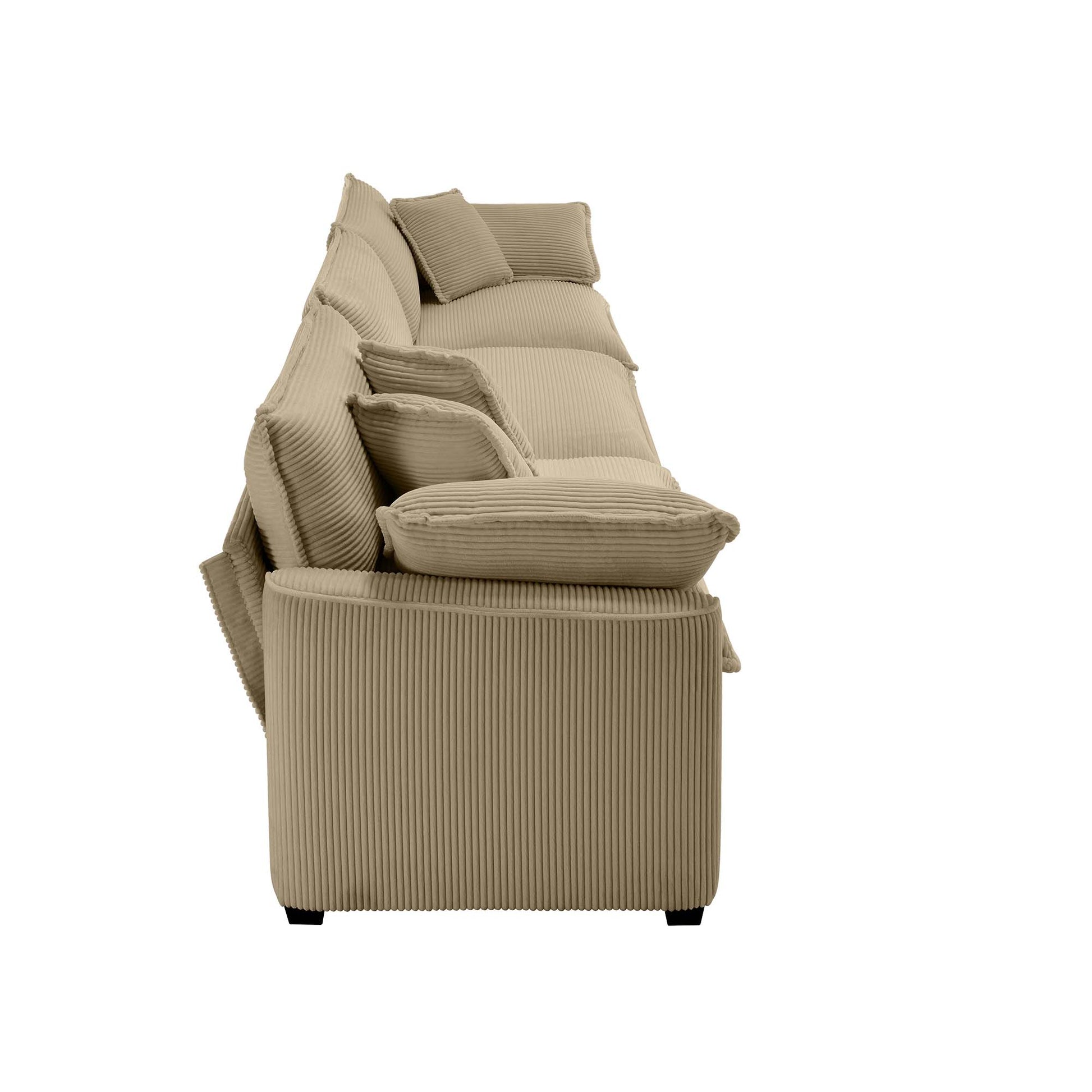 Luxurious And Sophisticated Sofa Set With Soft Cushions And Pillows, Home For Living Rooms And Clubs As Well As Home Theaters, Consisting Of Two Single Sofas And A 3 Seater Sofas In Tan Corduroy Fabri Tan Corduroy 5 Seat