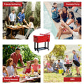 Outsunny 80 Qt Rolling Cooling Bins Ice Chest On Wheels Outdoor Stand Up Drink Cooler Cart For Party, Red Red Plastic