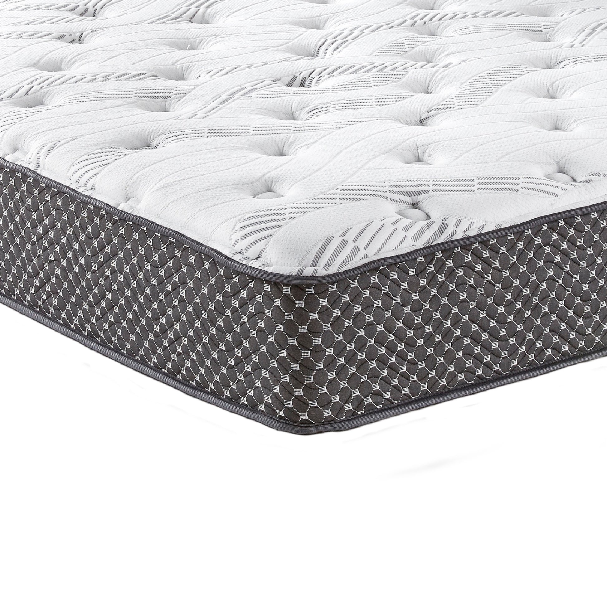10" Quilted Hybrid King Mattress, Medium Firm Black White Foam Spring King