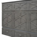 Queen Size Murphy Bed With Large Drawers,Brushed Gray Queen Gray Plywood