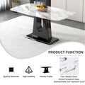 Table And Chair Set, Modern And Minimalist Dining Table, Imitation Marble Patterned Tabletop, Mdf Legs With U Shaped Brackets. Paired With Comfortable Chairs, Suitable For Dining And Living Rooms. Black Gold Mdf Glass