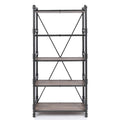 Rustic Oak And Black Bookshelf With 5 Shelves 5 Rustic Vertical Open Back Metal Contemporary Wood Metal