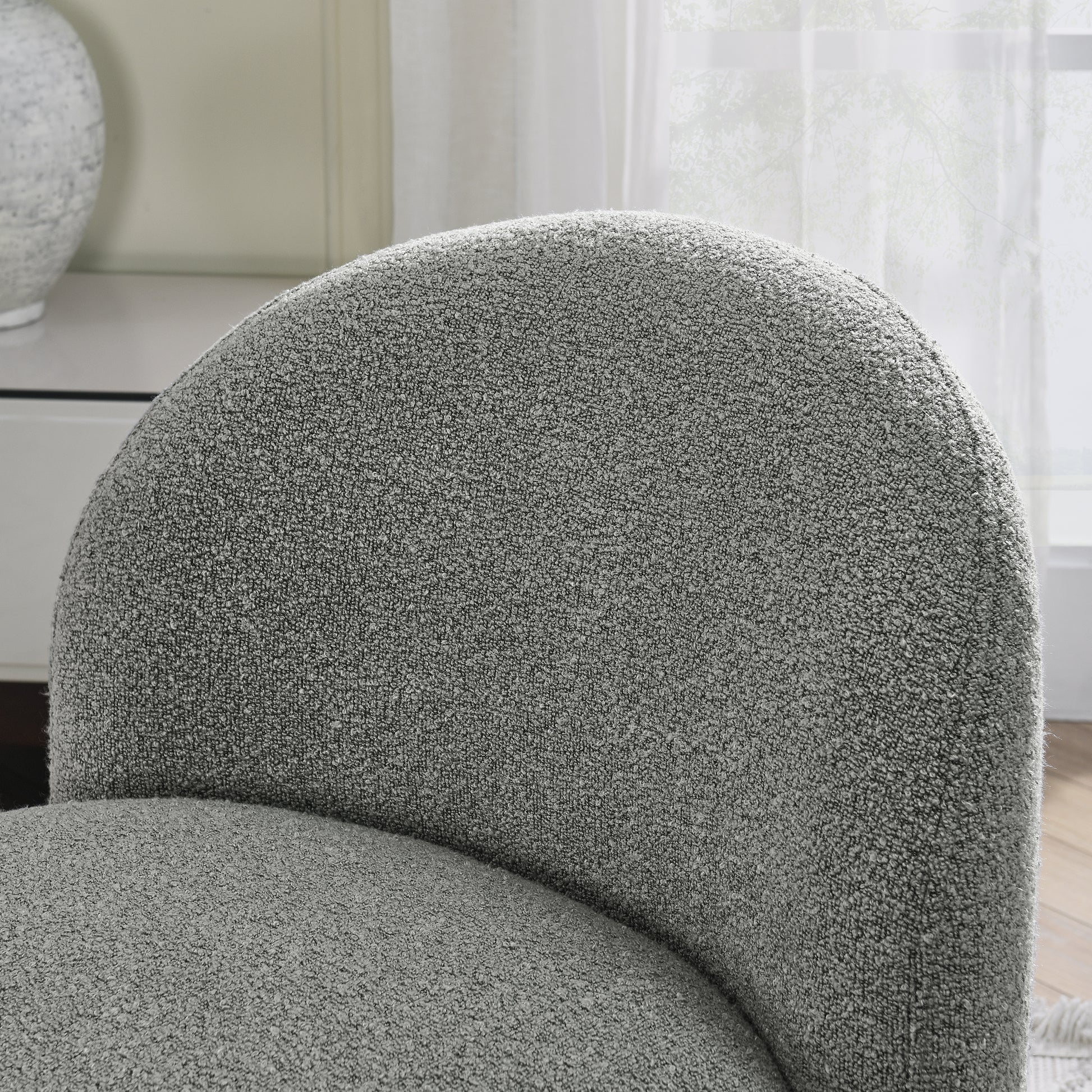 Hoop Gauze Lounge Chair With Sof Cushion And Backrest, Need To Be Assembled, Suitable For Living Room'Bedroomldining Roomgrey 24.5"28.75"28.75" Grey Foam