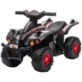 Qaba Kids Atv, 6V 4 Wheeler Kids Quad Car, Battery Powered Electric Ride On Toy With Music For Boys & Girls Ages 2 6 Years, Black Black Plastic