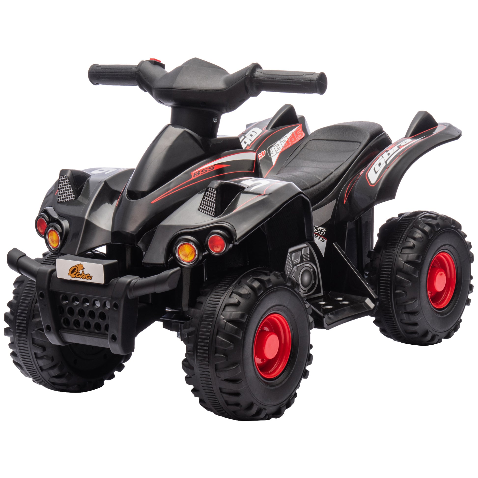 Qaba Kids Atv, 6V 4 Wheeler Kids Quad Car, Battery Powered Electric Ride On Toy With Music For Boys & Girls Ages 2 6 Years, Black Black Plastic
