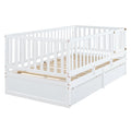 Twin Size Wood Daybed With Fence Guardrails And 2 Drawers, Split Into Independent Floor Bed & Daybed, White Old Sku :Lp000881Aak Twin White Solid Wood Mdf