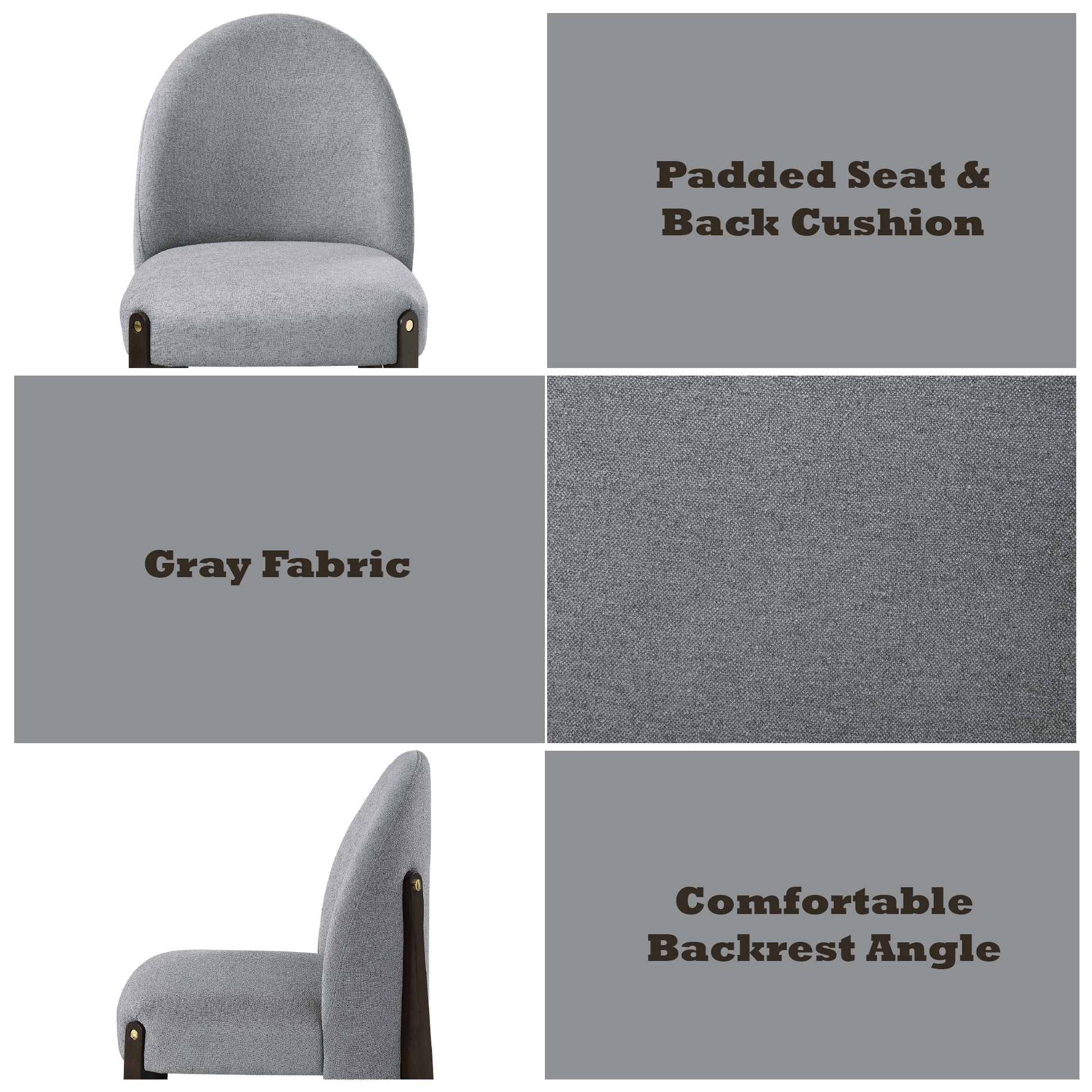 Clayten Gray Fabric And Espresso Finish Dining Chair Set Of 2 Solid Gray Foam Spot Clean Contemporary Dining Chairs 1 Fabric