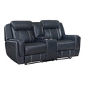 Modern Living Room Furniture 2Pc Reclining Sofa Set Bluefaux Leather Upholstery Reclining Sofa Loveseat With Cup Holders, Power Outlets, Usb Ports Blue Faux Leather Wood Primary Living Space Modern Plywood,Solid Wood 5 Seat