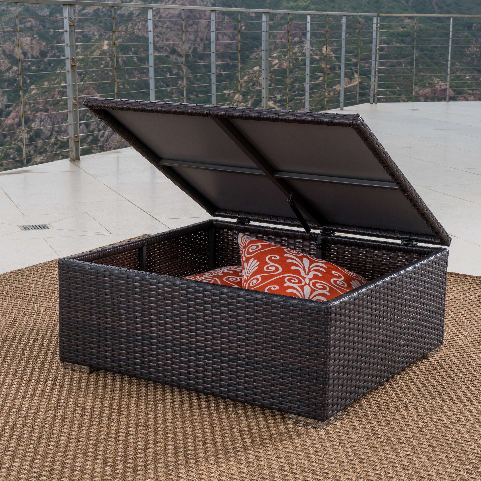 Santa Rosa Storage Coffee Table Brown Multi Rattan