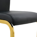 Table And Chair Set,Modern Minimalist Rectangular Dining Table, 0.4 Inch Thick, With A Black Imitation Marble Pattern Glass Desktop And Black Mdf Legs. Comfortable Pu Seats,Perfect For Dinner, Meet Black Seats 4 Mdf Glass