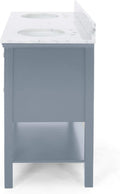 61'' Bathroom Vanity With Marble Top & Double Ceramic Sinks, 4 Drawers, Open Shelf, Gray Gray Plywood