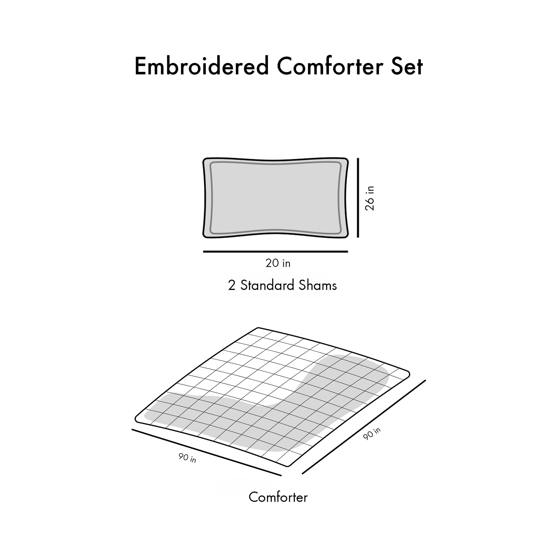 Embroidered Comforter Set Full Blue Polyester