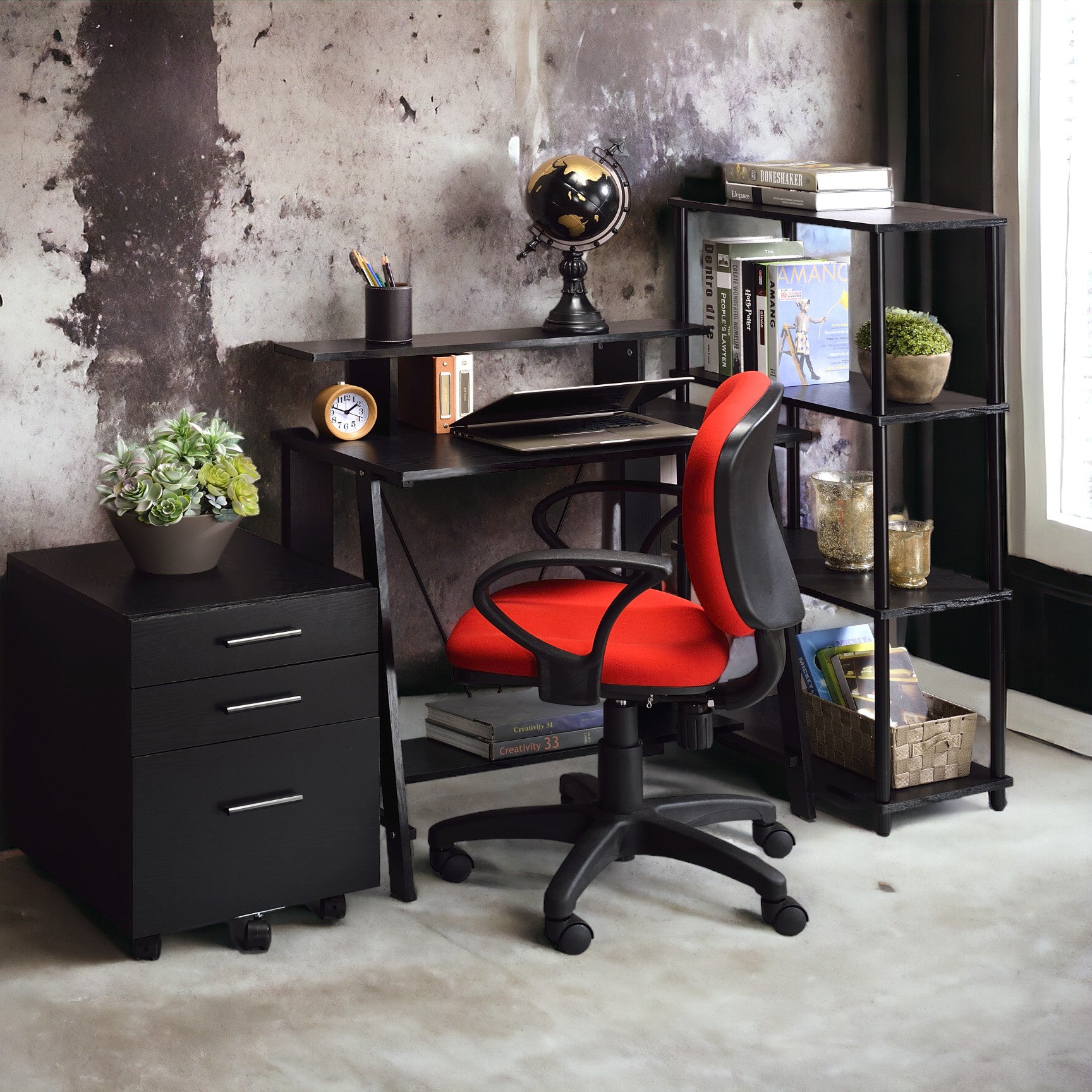 Black Writing Desk With Upper Shelf Black Writting Desk Office Rectangular Wood Metal