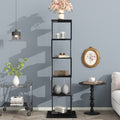 5 Tier Rotating Bookshelf, Floor Rack Simple Bookcase With Acrylic Plate Student Multi Function Creative Bookshelf For Living Room With Anti Toppling Base Black Particle Board