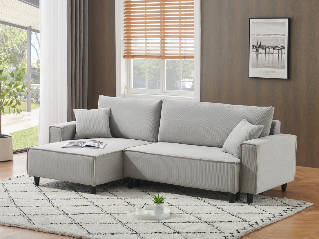 The 93 Inch Grey Corduroy Sofa Bed Comes With Two Pillows To Fit In The Living Room And The Apartment Is Not Overcrowded Gray Corduroy 3 Seat