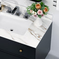 37 Inch Marble Vanity Top, Bathroom Vanity Top With Undermount Rectangular Middle Sink And 4