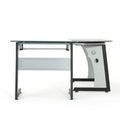 L Shape Glass Office Desk Grey Black Mdf