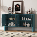 4 Door Large Storage Retro Sideboard With Adjustable Shelves And Long Handles For Kitchen, Dining Room And Living Room Antique Blue Antique Blue Mdf