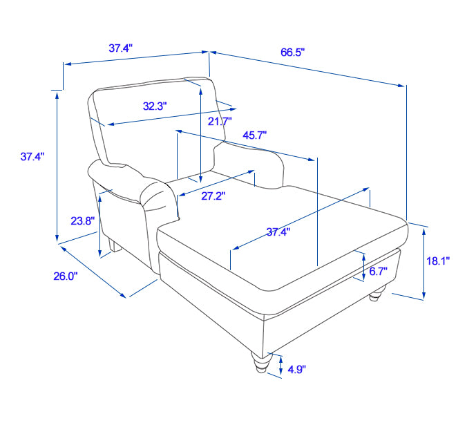 Modern Mid Century Indoor Oversized Chaise Lounger Comfort Sleeper Sofa With Soild Wood Legs White Foam 1 Seat