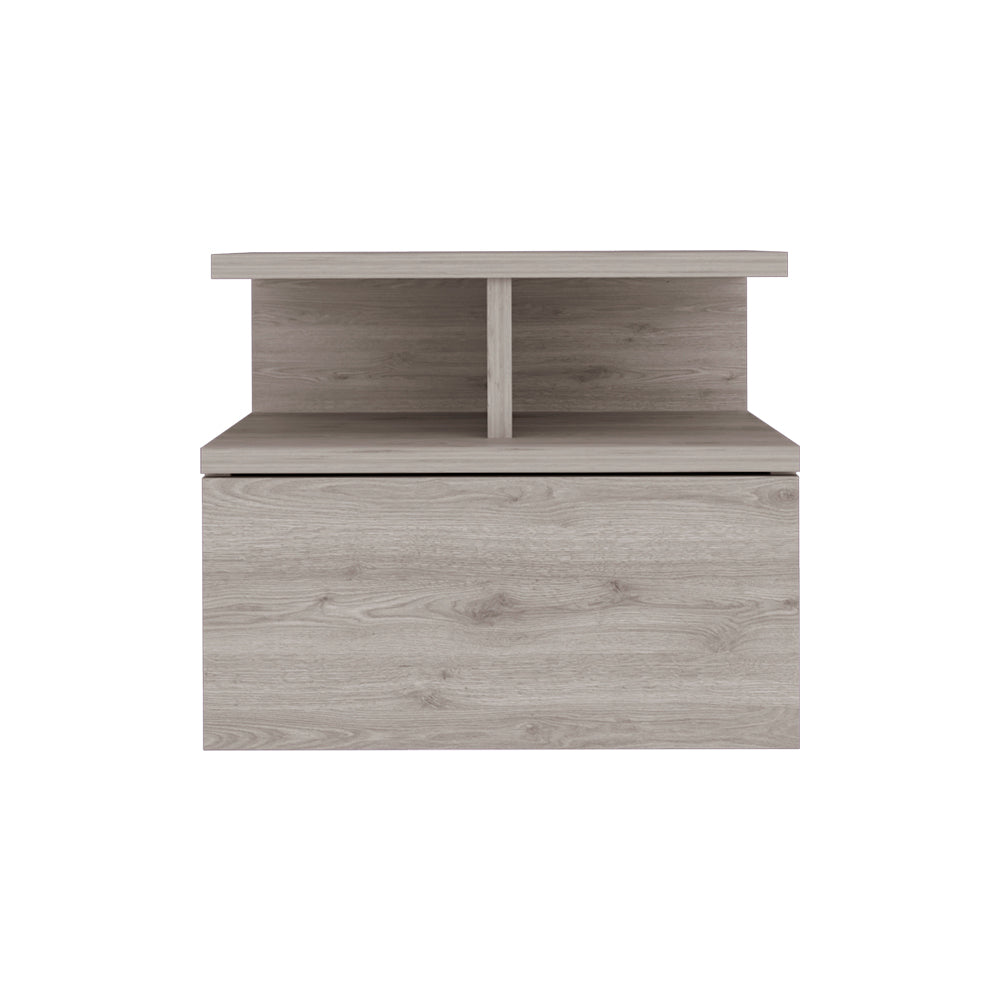 Adele Floating Nightstand With Drawer And Open Storage Shelves Grey 1 Drawer Bedroom Open Storage Modern Shelf Particle Board Engineered Wood