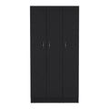 Ohio Armoire Wardrobe With 3 Doors, 2 Drawers, And 4 Tier Shelves Black Black Particle Board