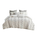 3 Piece Cotton Jacquard Comforter Set Ivory Full Queen Queen Ivory Cotton