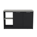 Juniper Kitchen Island With Large Top Surface, Double Door Cabinet, And Open Shelves Multi Kitchen Modern Rectangular Stationary Kitchen Islands Particle Board Medium 40 55In