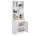 Bathroom Storage Cabinet, Cabinet With Two Doors And Drawers, Adjustable Shelf, Three Layer Open Shelf, Mdf Board, White White Mdf