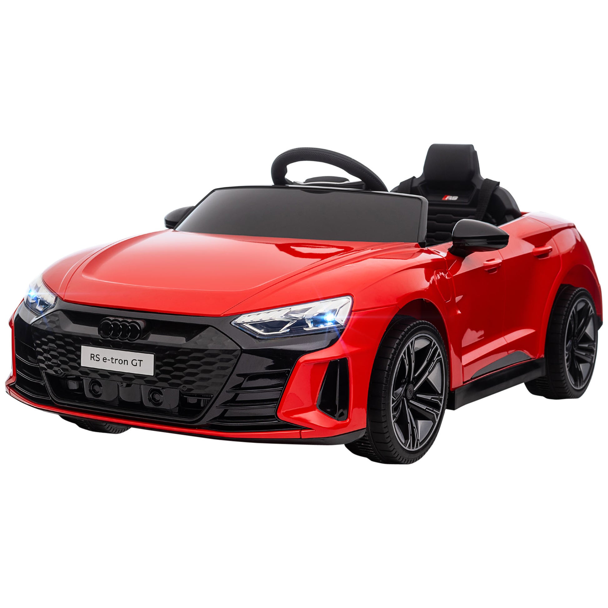 Aosom Kids Ride On Car, 12V Licensed Audi Rs E Tron Gt 3.1 Mph Electric Car For Kids, Ride On Toy For Boys And Girls With Remote Control, 4 Wheels With Suspension, Horn, Music, Lights, Red Red Plastic