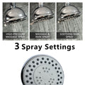 High Pressure Rain Shower Head With 3 Spray Modes, 4 Inch Fixed Bathroom Rainfall Showerhead With Adjustable Swivel Ball Joint, Bathroom Accessories Chrome Abs