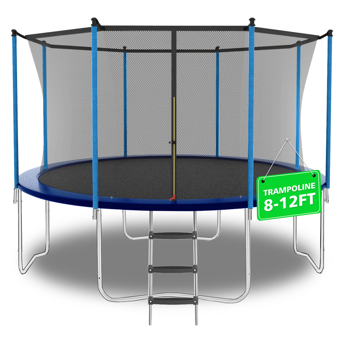 12Ft Outdoor Toddler Trampoline With Enclosure Safety Net Jumping Fun Trampoline, Heavy Duty Jump Pads, Spring Loaded For Children And Adults, Gifts For Boys Girls Blue Garden & Outdoor Iron