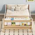 Twin Bed With Headboard, Footboard, Safeguards, Built In Bed End Book Storage Rack ,White Twin White American Design Pine