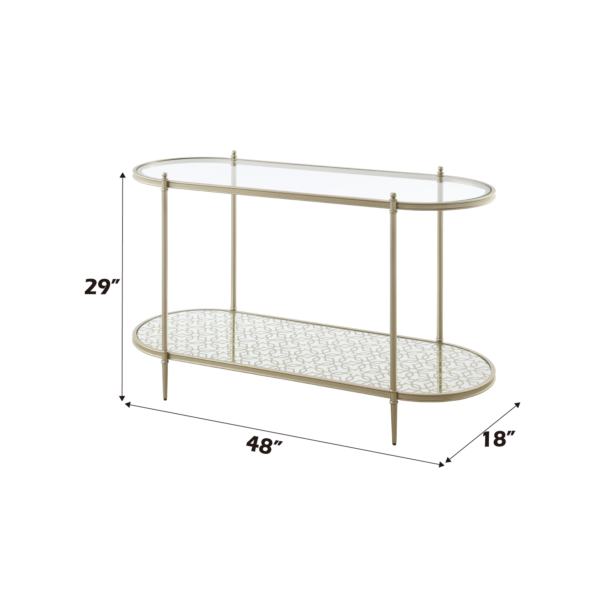 Zaba Sofa Table, Glass Top & Champagne Finish Lv02757 Champagne Glass Metal