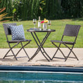 El Paso 3Pc Folding Table Chair Set Brown Multi Pe Rattan Iron