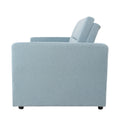 Loveseat Sleeper Pull Out Couch 3 In 1 Sofa Bed Adjustable Backrest Light Blue Wood Fabric