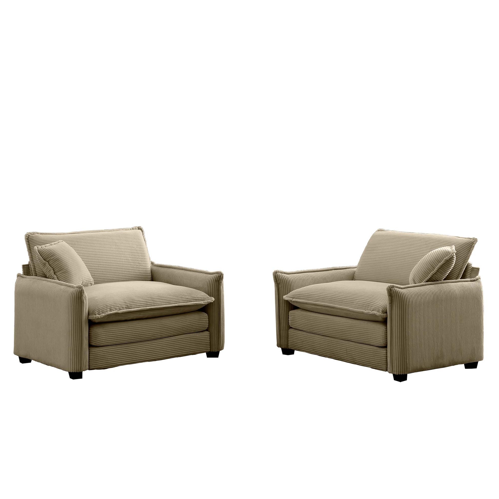 Tan Corduroy,Luxurious And Sophisticated Deep Seated Sofa Set With Two Single Deep Seat Sofa Suitable For Living Room And Office Tan Corduroy 2 Seat