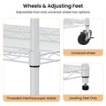 Warehouse, Supermarket, Kitchen, And Other 5 Layer Heavy Duty Adjustable Shelves With Wheels And Adjustable Feet, Each Metal Frame Bearing 300 Pounds. 59.45 