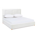 Miramar King Cushion Back Headboard Platform Bed Frame, Antique White Polyester Box Spring Not Required King Antique White Wood Foam Polyester Polyester