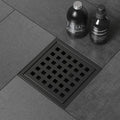 4 Inch Square Shower Floor Drain Matte Black Stainless Steel