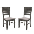 Set Of 2 Dining Chairs With Fabric Upholstered Seat, Dark Grey Solid Dark Grey Dining Room Rectangular Dining Chairs Ladder Back Set Of 2 Fabric,Mdf