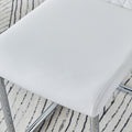 Table And Chair Set.Modern Rectangular Glass Dining Table With A Tempered Glass Tabletop And Silver Metal Legs, Paired With Multiple Chairs Designed With Pu Cushions And Silver Metal Legs. Silver White Seats 8 Tempered Glass