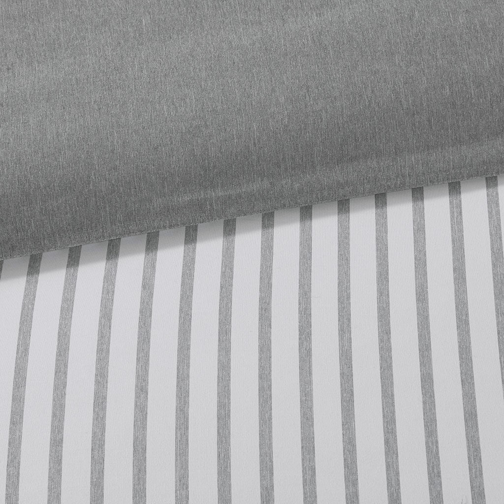 Reversible Yarn Dyed Stripe Down Alternative Comforter Set Twin White Gray Microfiber