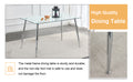 Table And Chair Set.Rectangular Dining Table With Tempered Glass Tabletop And Silver Plating Metal Legs.Paired With 4 Checkered Armless High Backlight Gray Chairs With Electroplated Metal Legs. Transparent Seats 4 Glass Metal