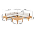 Loft Outdoor Acacia Wood And Wicker 5 Seater Sectional Sofa Set Teak Acacia Wood