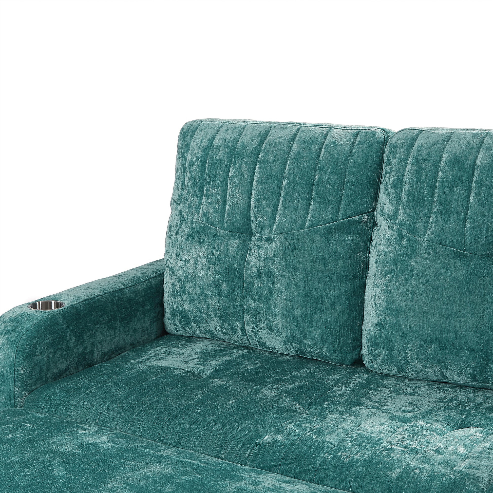 53.9" Modern Loveseat Pull Out Sofa Bed With Adjustable Backrest, Two Cup Holdersa Phone Holder, Three Charging Ports And Side Storage Pockets For Living Room, Teal Teal Foam Chenille